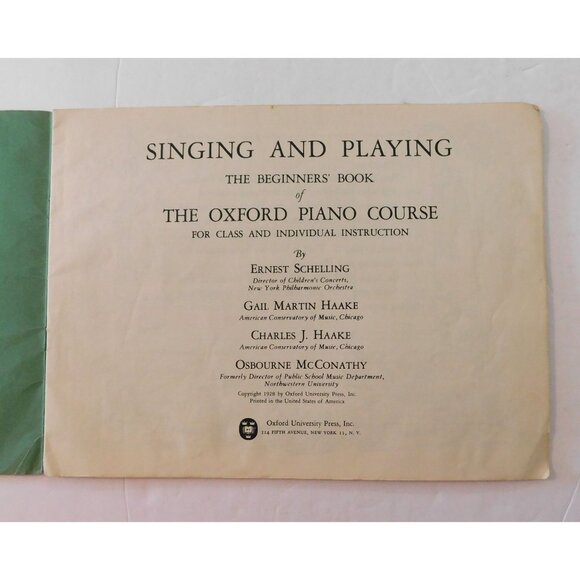 Singing and Playing Beginners Book Of The Oxford Piano Course Copyright 1928 - Picture 3 of 6